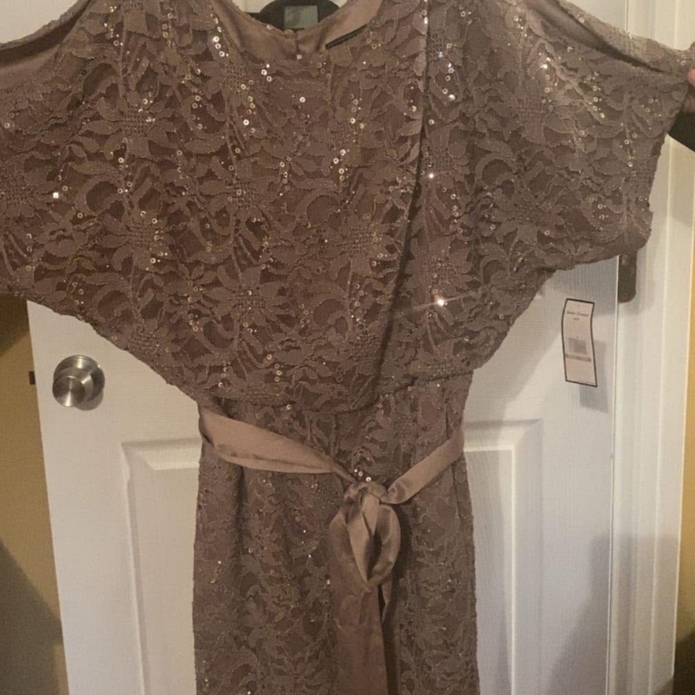 Ralph Lauren Sequin Lace Mini Dress in Brown